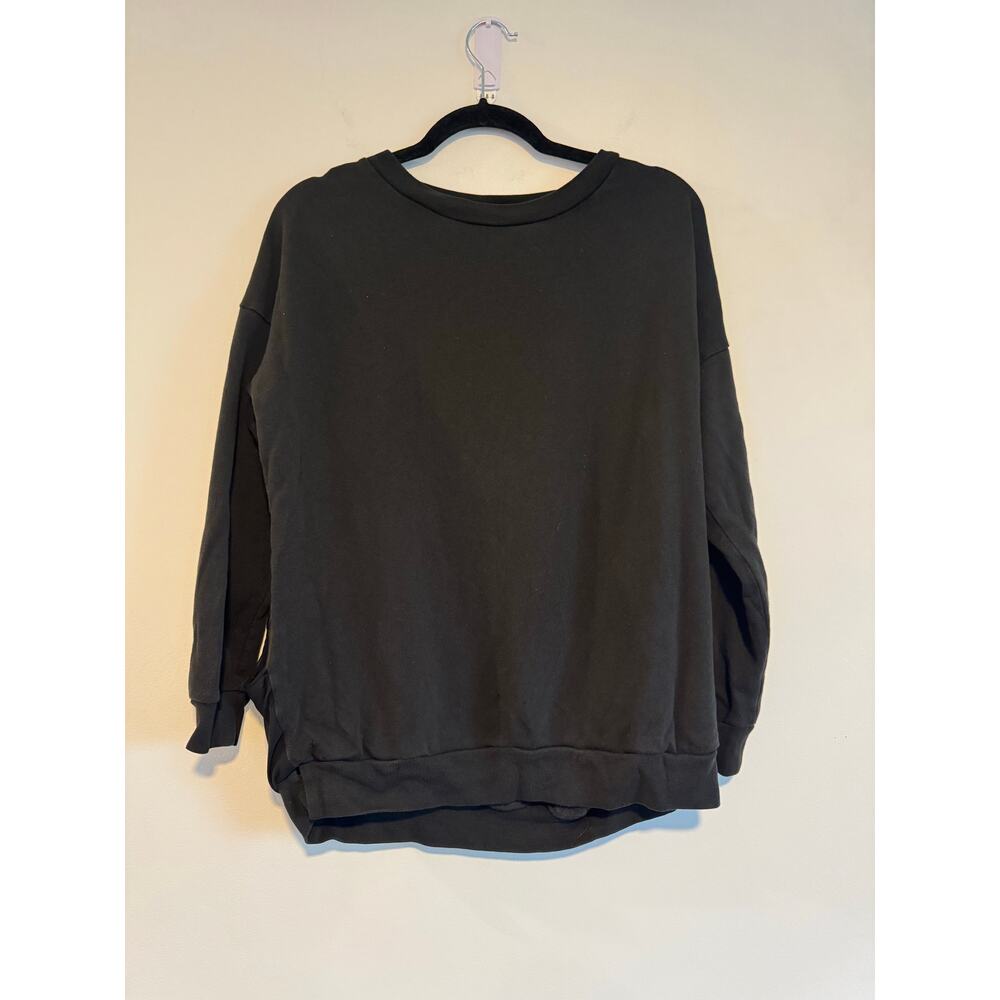 AllSaints Black Crewneck Sweatshirt With Sheer Overlay Women’s Size 6